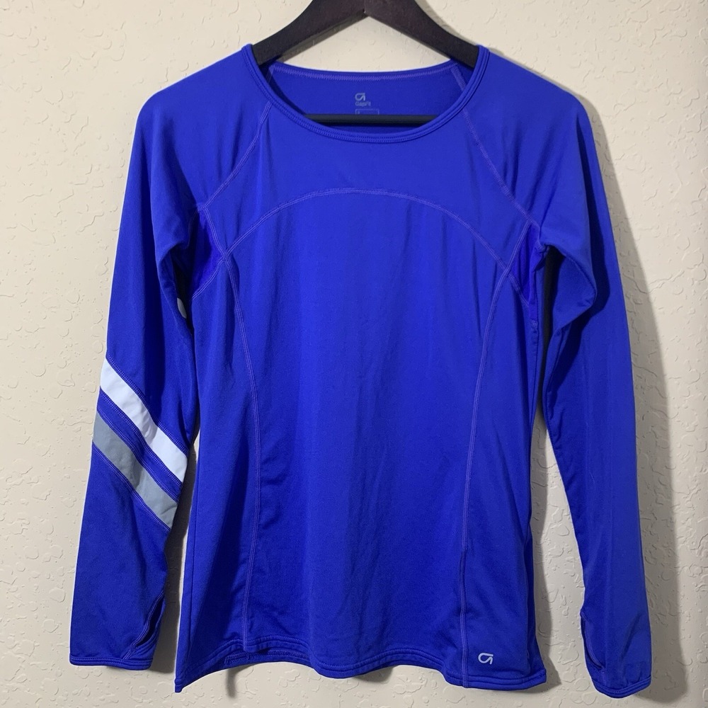 GapFit Women Performance Top Blue Reflective Stripe S